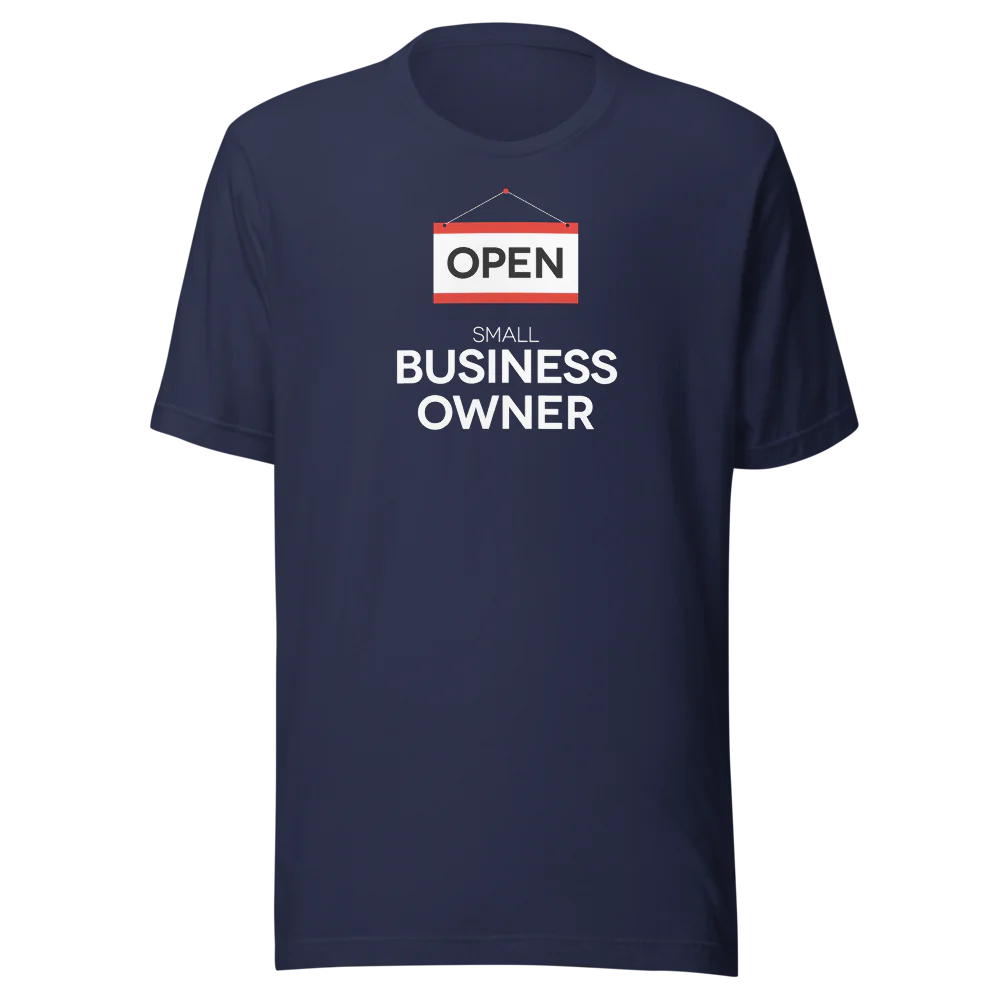 Minimalist navy t-shirt designed for entrepreneurs